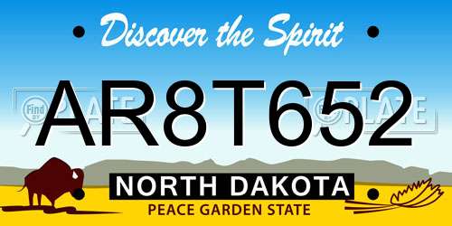 AR8T652 North Dakota License Plate