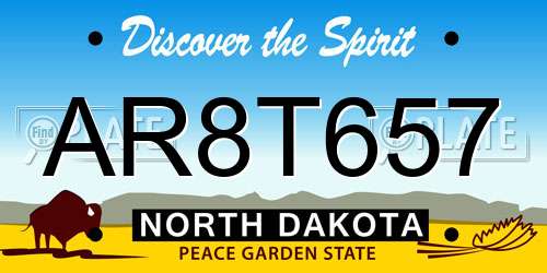 AR8T657 North Dakota License Plate