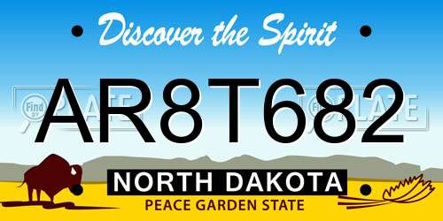 AR8T682 North Dakota License Plate