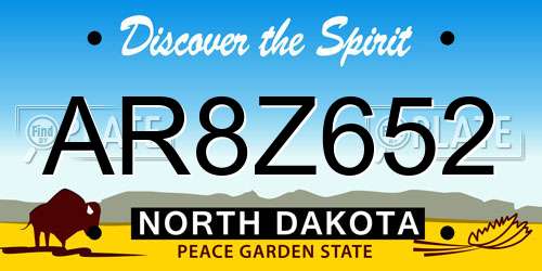 AR8Z652 North Dakota License Plate