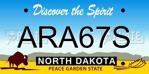 ARA67S North Dakota License Plate