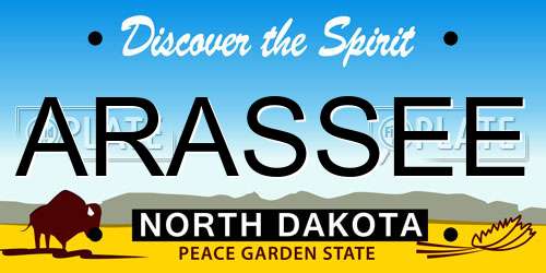 ARASSEE North Dakota License Plate
