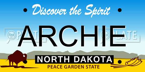 ARCHIE North Dakota License Plate
