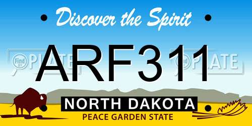 ARF311 North Dakota License Plate
