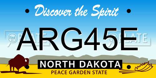 ARG45E North Dakota License Plate