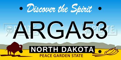 ARGA53 North Dakota License Plate