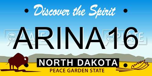 ARINA16 North Dakota License Plate
