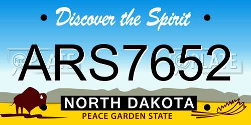 ARS7652 North Dakota License Plate