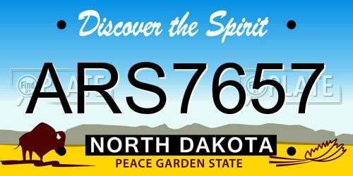 ARS7657 North Dakota License Plate