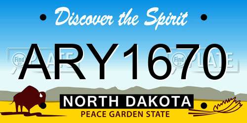 ARY1670 North Dakota License Plate