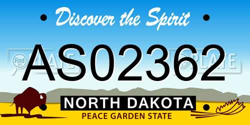 AS02362 North Dakota License Plate