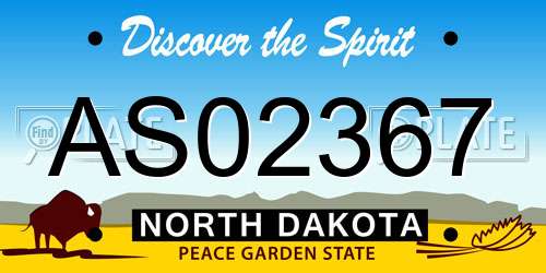 AS02367 North Dakota License Plate