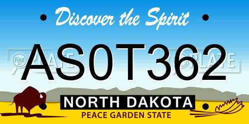 AS0T362 North Dakota License Plate