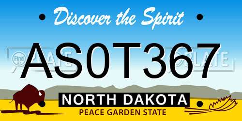 AS0T367 North Dakota License Plate