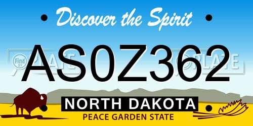 AS0Z362 North Dakota License Plate