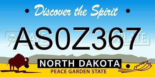 AS0Z367 North Dakota License Plate
