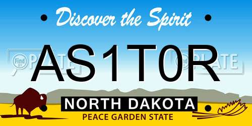AS1T0R North Dakota License Plate