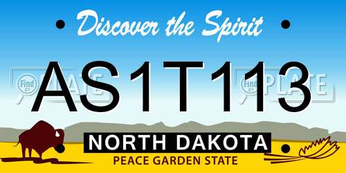 AS1T113 North Dakota License Plate