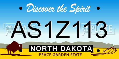 AS1Z113 North Dakota License Plate