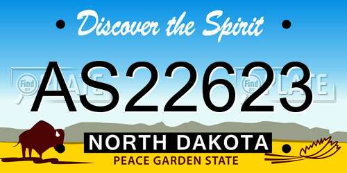 AS22623 North Dakota License Plate