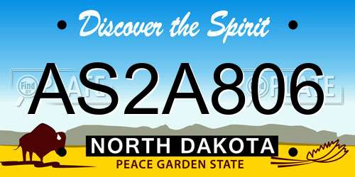 AS2A806 North Dakota License Plate