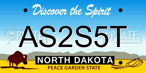 AS2S5T North Dakota License Plate