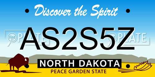 AS2S5Z North Dakota License Plate