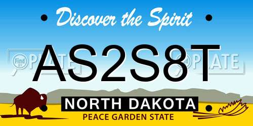 AS2S8T North Dakota License Plate