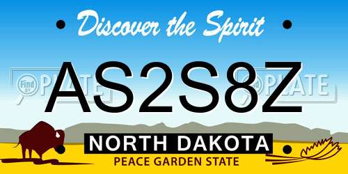 AS2S8Z North Dakota License Plate