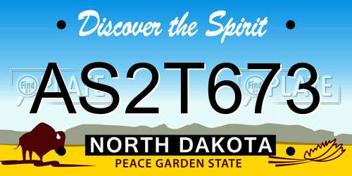 AS2T673 North Dakota License Plate