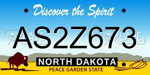 AS2Z673 North Dakota License Plate