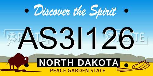 AS3I126 North Dakota License Plate
