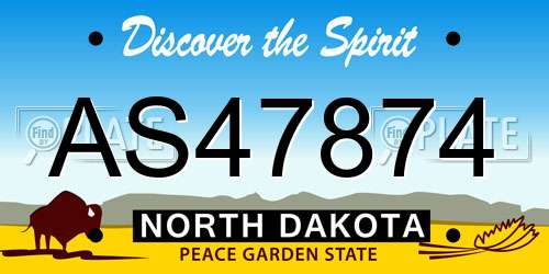 AS47874 North Dakota License Plate