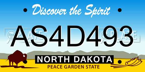 AS4D493 North Dakota License Plate
