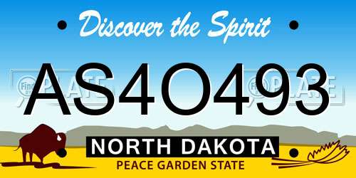 AS4O493 North Dakota License Plate