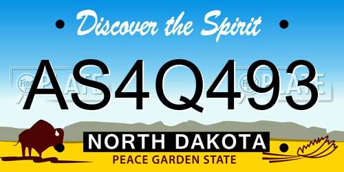 AS4Q493 North Dakota License Plate