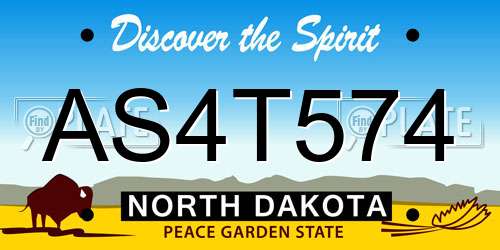 AS4T574 North Dakota License Plate