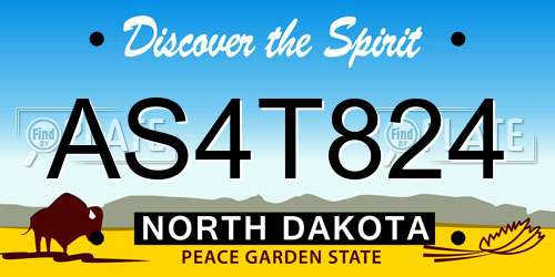 AS4T824 North Dakota License Plate