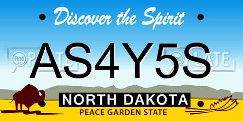 AS4Y5S North Dakota License Plate