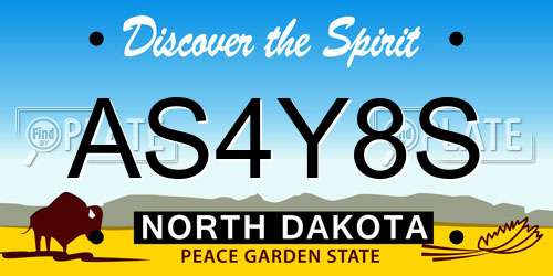 AS4Y8S North Dakota License Plate