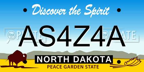 AS4Z4A North Dakota License Plate