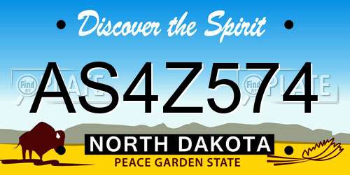 AS4Z574 North Dakota License Plate