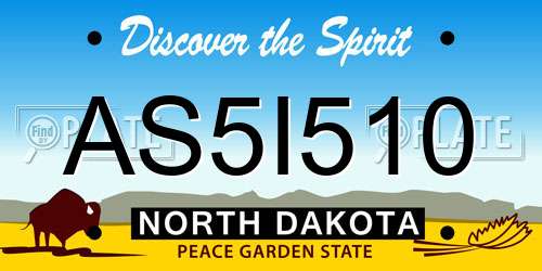 AS5I510 North Dakota License Plate