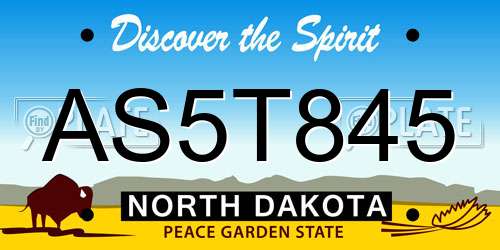 AS5T845 North Dakota License Plate
