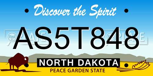 AS5T848 North Dakota License Plate