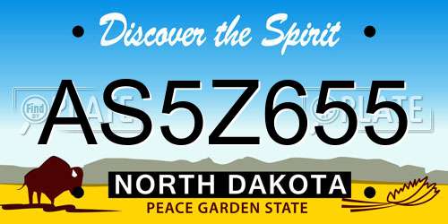 AS5Z655 North Dakota License Plate