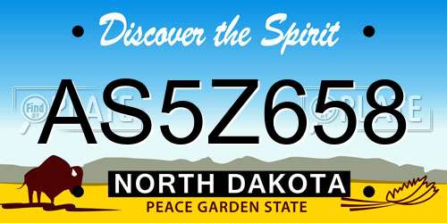 AS5Z658 North Dakota License Plate