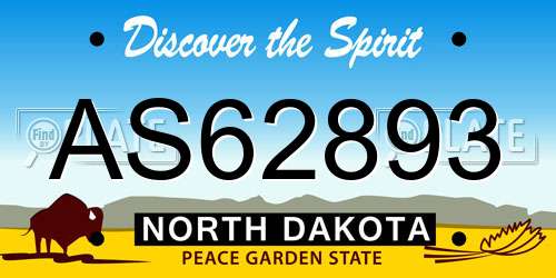AS62893 North Dakota License Plate