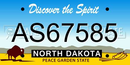 AS67585 North Dakota License Plate