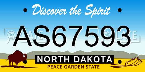 AS67593 North Dakota License Plate